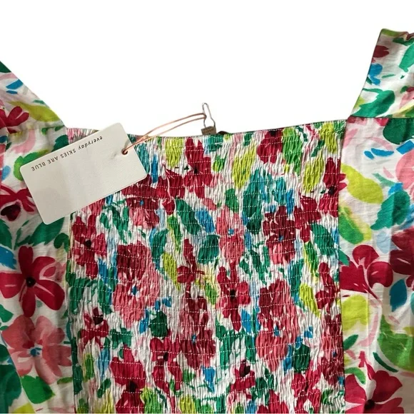 NWT Skies Are Blue Women’s Pink Red Puff Sleeve Sundress w/Elastic Back Size L - Picture 4 of 4